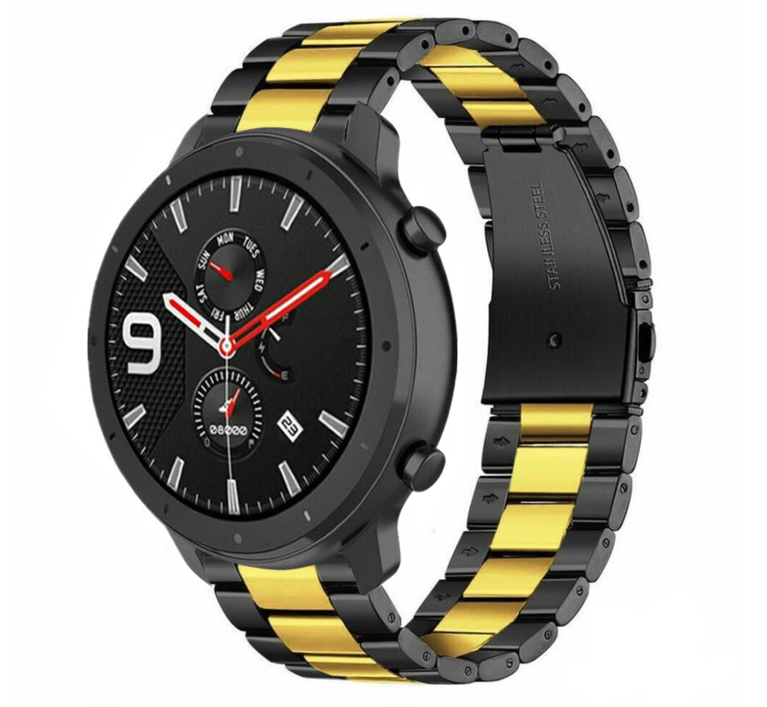Correa acero Xiaomi Amazfit GTR negro dorado Correasmartwatch.es