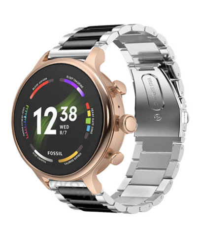 Strap-it Strap-it Correa acero Fossil Gen 6 - 42mm (plateado/negro) Strap-it Strap-it Correa acero Fossil Gen 6 - 42mm (plateado/negro)