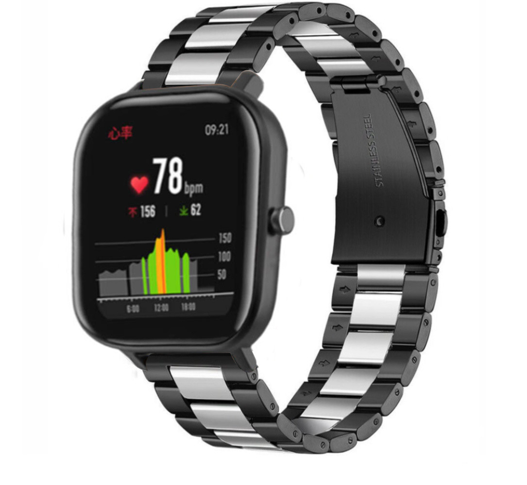 Strap-it Strap-it Correa acero Xiaomi Amazfit GTS (negro/plata) Strap-it Strap-it Correa acero Xiaomi Amazfit GTS (negro/plata)