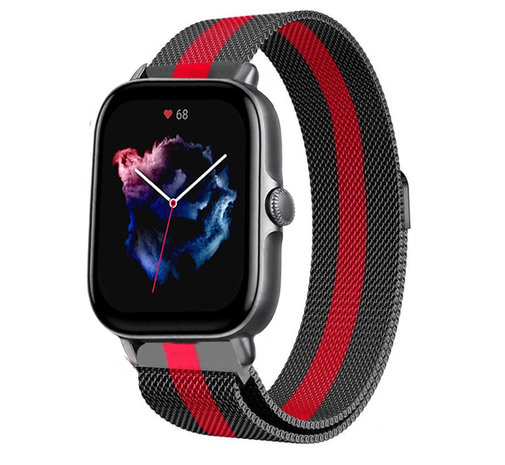 Correa milanese Amazfit GTS 3 (negro/rojo) 