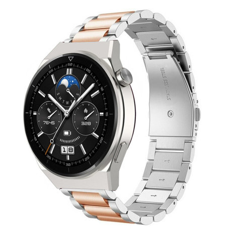 Strap-it Strap-it Correa acero Huawei Watch GT 3 Pro 46mm (plata/oro rosa) Strap-it Strap-it Correa acero Huawei Watch GT 3 Pro 46mm (plata/oro rosa)