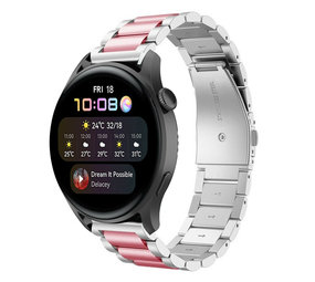 Strap-it Correa acero Huawei Watch 3 (Pro) (plata/rosa) Strap-it Correa acero Huawei Watch 3 (Pro) (plata/rosa)