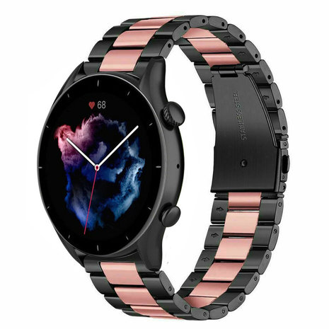 Strap-it Strap-it Correa acero Amazfit GTR 3 (negro/rosa) Strap-it Strap-it Correa acero Amazfit GTR 3 (negro/rosa)