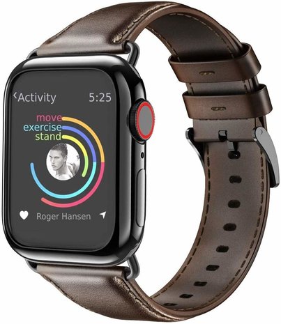 Strap it Strap it Correa cuero Apple Watch 8 marron oscuro