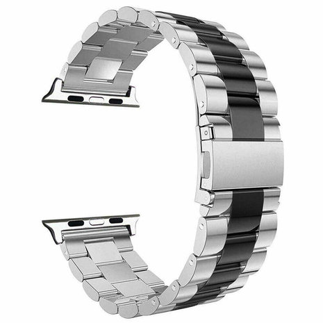 Strap-it Strap-it Correa acero Apple Watch 8 (plata/negro) Strap-it Strap-it Correa acero Apple Watch 8 (plata/negro)