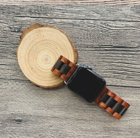 Strap-it Strap-it Correa madera Apple Watch 8 (marrón rojo/negro) Strap-it Strap-it Correa madera Apple Watch 8 (marrón rojo/negro)