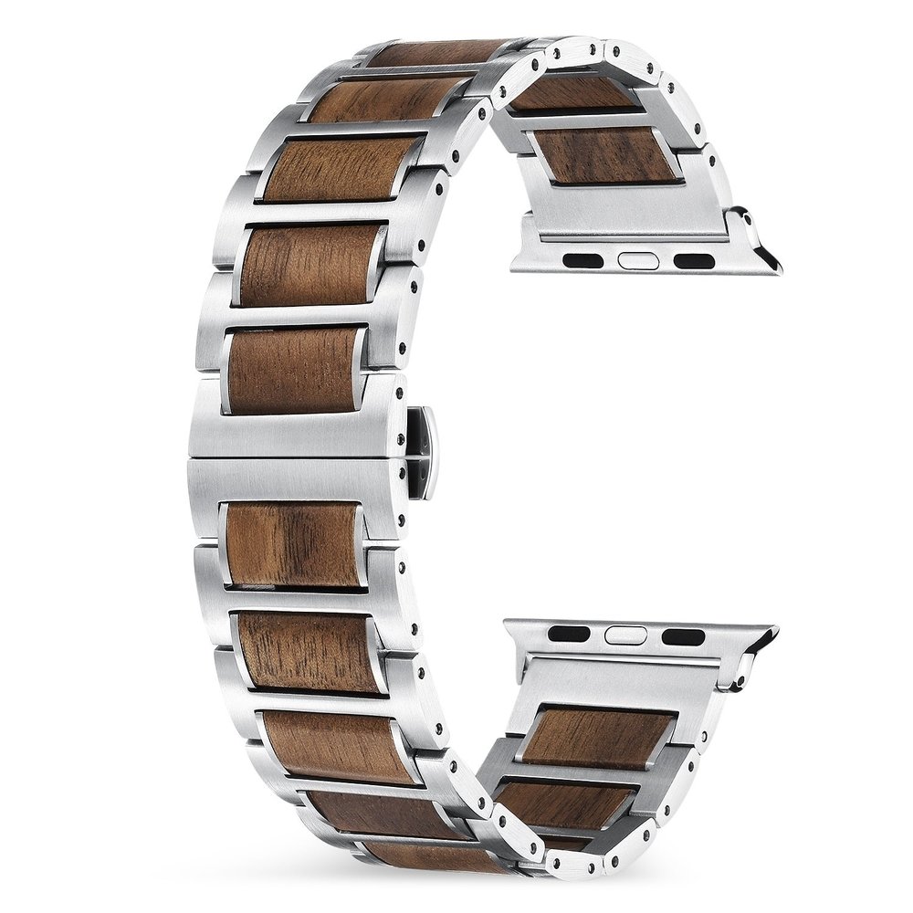 Strap-it Strap-it Correa acero/madera Apple Watch 8 (plata/marrón) Strap-it Strap-it Correa acero/madera Apple Watch 8 (plata/marrón)