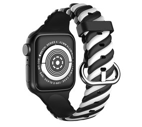 Strap-it Correa silicona retorcida Apple Watch 8 (negro/blanco)