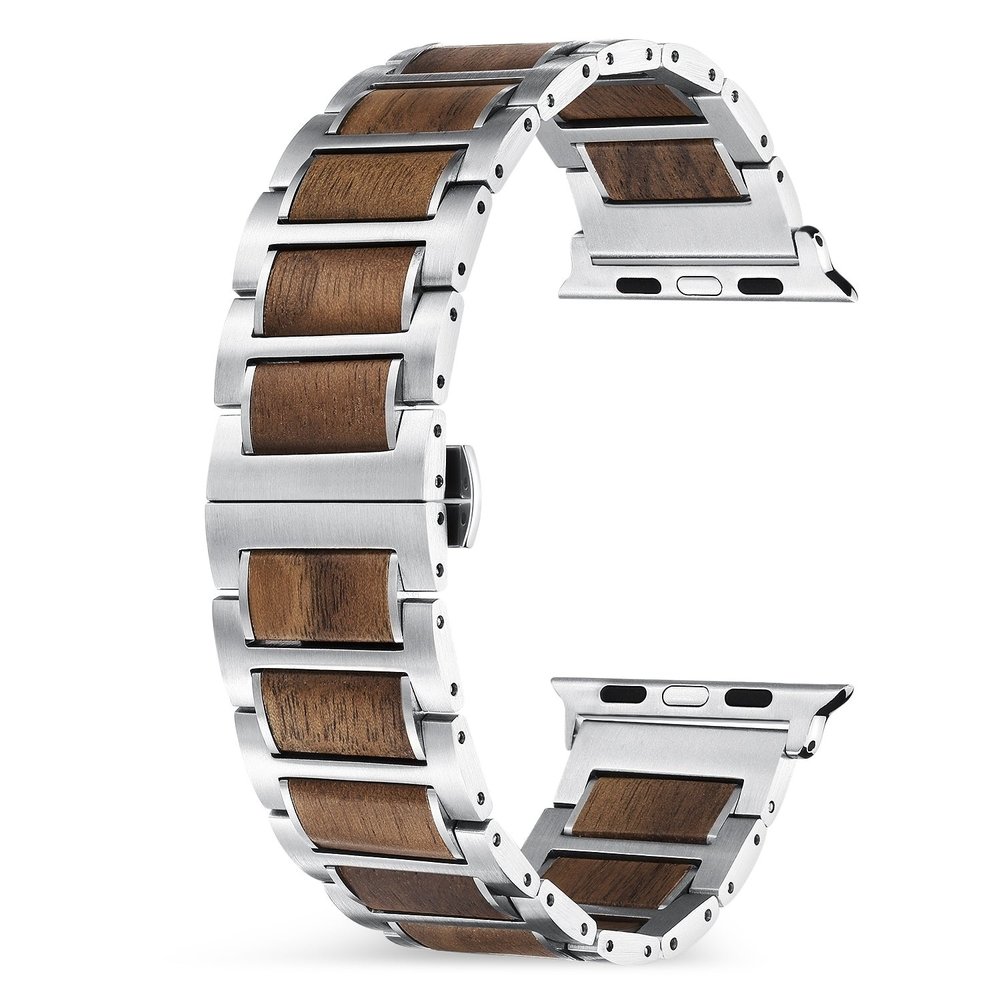 Strap-it Strap-It Correa acero/madera Apple Watch Ultra (plata/marrón) Strap-it Strap-It Correa acero/madera Apple Watch Ultra (plata/marrón)