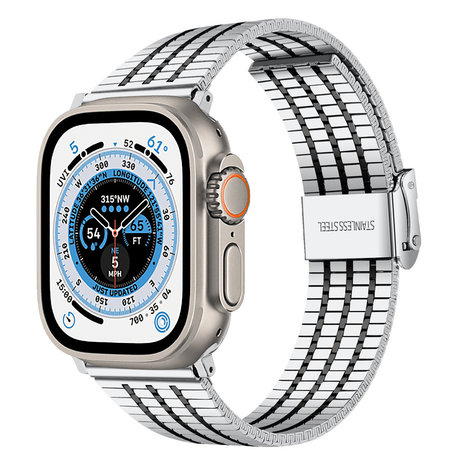Strap-it Strap-It Correa acero inoxidable Apple Watch Ultra (plata/negro) Strap-it Strap-It Correa acero inoxidable Apple Watch Ultra (plata/negro)