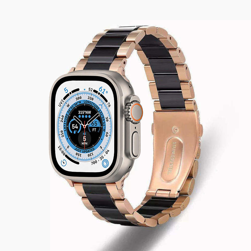 Strap-it Strap-It Correa acero cerámico Apple Watch Ultra (oro rosa/negro) Strap-it Strap-It Correa acero cerámico Apple Watch Ultra (oro rosa/negro)