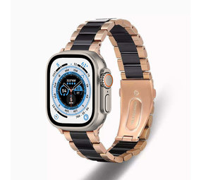 Strap-it Correa acero cerámico Apple Watch Ultra (oro rosa/negro) Strap-it Correa acero cerámico Apple Watch Ultra (oro rosa/negro)