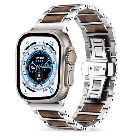 Strap-it Strap-It Correa acero/madera Apple Watch Ultra (plata/marrón) Strap-it Strap-It Correa acero/madera Apple Watch Ultra (plata/marrón)