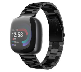 Para correa de reloj milanesa Fitbit Versa 3, tamaño: L 230 mm (negro)