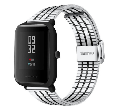 Strap-it Strap-it Correa acero inoxidable Xiaomi Amazfit Bip (plata/negro) Strap-it Strap-it Correa acero inoxidable Xiaomi Amazfit Bip (plata/negro)