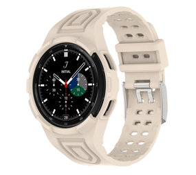 Strap-it Correa silicona con marco Samsung Galaxy Watch 4 Classic 46mm (blanco marfil)