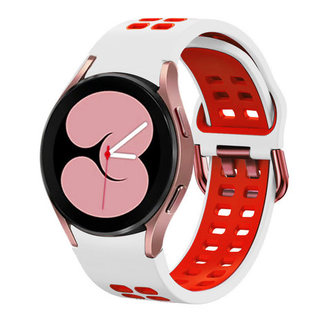 Strap-it Strap-it Correa cuadrada deportiva Samsung Galaxy Watch 4 40mm (blanco/rojo) Strap-it Strap-it Correa cuadrada deportiva Samsung Galaxy Watch 4 40mm (blanco/rojo)