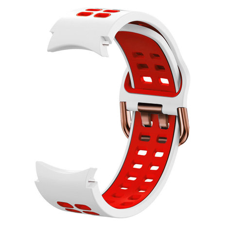 Strap-it Strap-it Correa cuadrada deportiva Samsung Galaxy Watch 4 40mm (blanco/rojo) Strap-it Strap-it Correa cuadrada deportiva Samsung Galaxy Watch 4 40mm (blanco/rojo)
