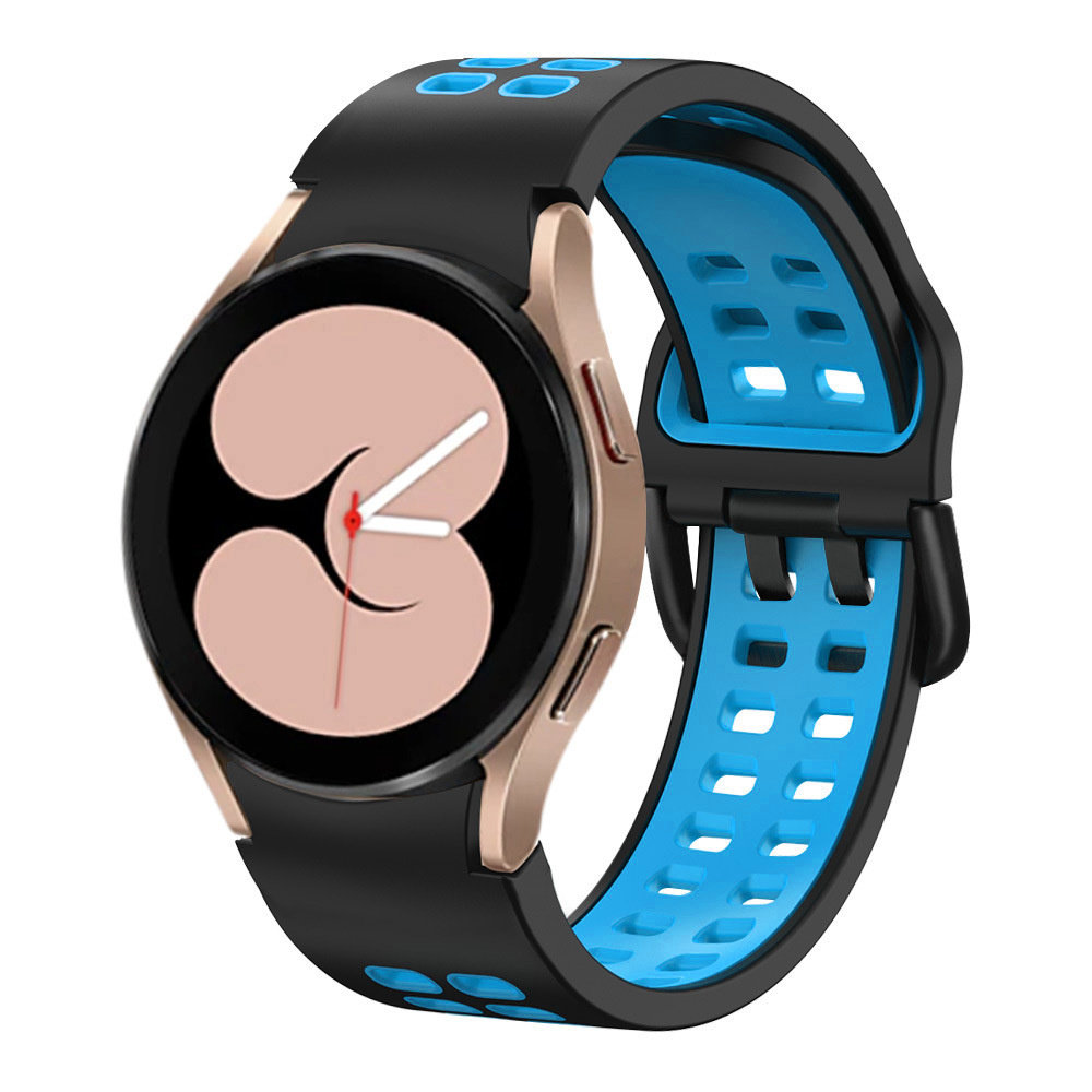 Strap-it Strap-it Correa cuadrada deportiva Samsung Galaxy Watch 4 44mm (negro/azul claro) Strap-it Strap-it Correa cuadrada deportiva Samsung Galaxy Watch 4 44mm (negro/azul claro)