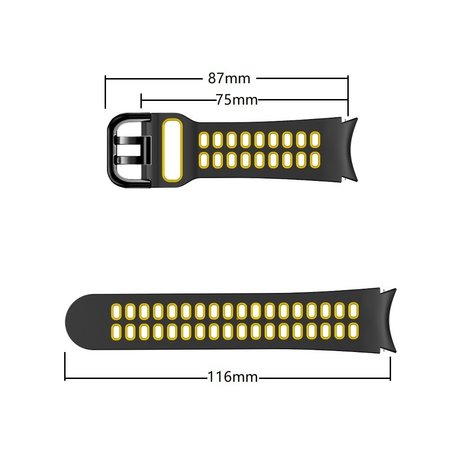 Strap-it Strap-it Correa cuadrada deportiva Samsung Galaxy Watch 4 44mm (negro/amarillo) Strap-it Strap-it Correa cuadrada deportiva Samsung Galaxy Watch 4 44mm (negro/amarillo)