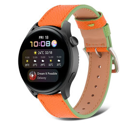 Strap-it Correa cuero Huawei Watch 3 (Pro) (naranja-verde) Strap-it Correa cuero Huawei Watch 3 (Pro) (naranja-verde)