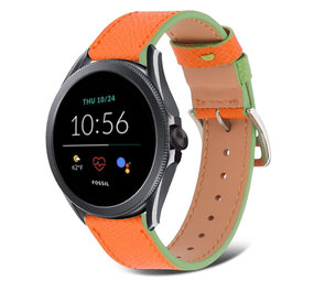 Strap-it Correa cuero Fossil Gen 5e 44mm (naranja verde) Strap-it Correa cuero Fossil Gen 5e 44mm (naranja verde)