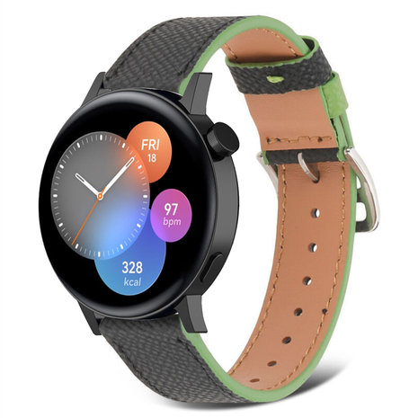 Strap-it Strap-it Correa cuero Huawei Watch GT 3 42mm (negro-verde) Strap-it Strap-it Correa cuero Huawei Watch GT 3 42mm (negro-verde)