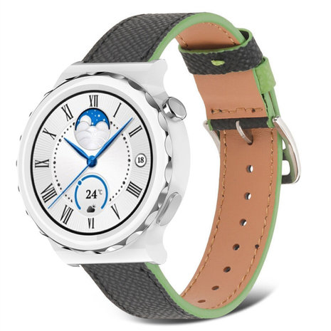 Strap-it Strap-it Correa cuero Huawei Watch GT 3 Pro 43mm (negro-verde) Strap-it Strap-it Correa cuero Huawei Watch GT 3 Pro 43mm (negro-verde)