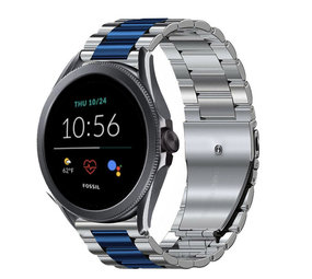 Strap-it Correa acero Fossil Gen 5e 44mm (plata/azul) Strap-it Correa acero Fossil Gen 5e 44mm (plata/azul)