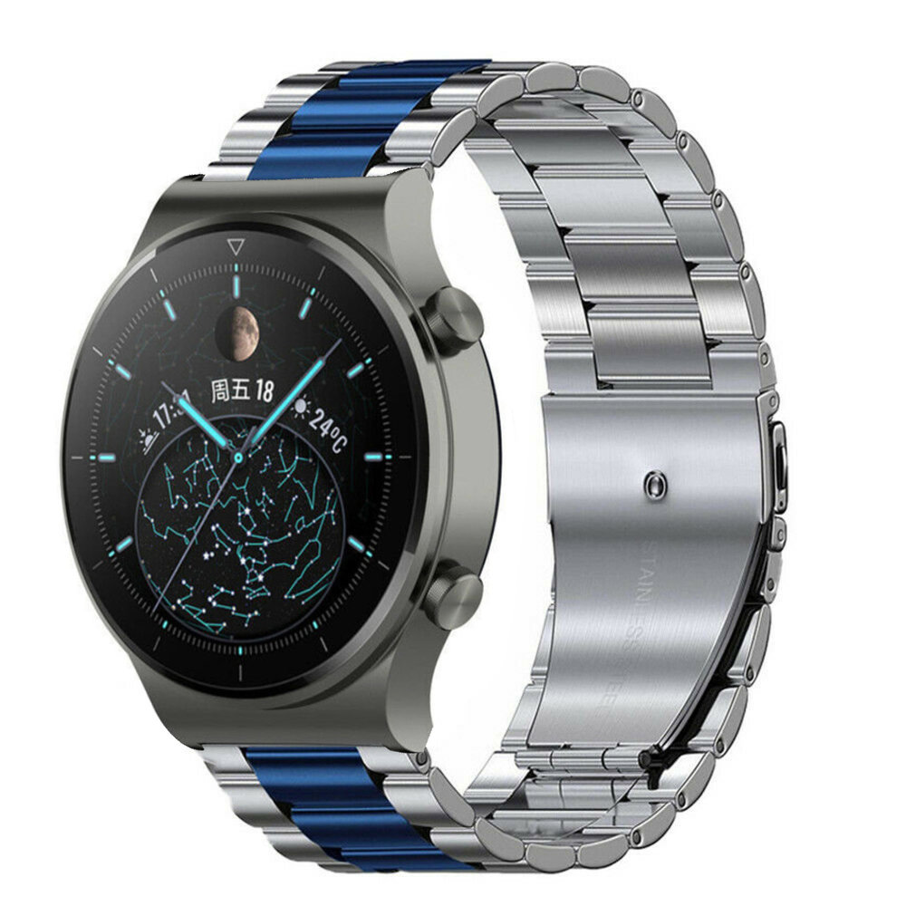Strap-it Strap-it Correa acero Huawei Watch GT 2 Pro (plata/azul) Strap-it Strap-it Correa acero Huawei Watch GT 2 Pro (plata/azul)