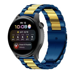 Strap-it Correa acero Huawei Watch 3 (Pro) (azul/dorado) Strap-it Correa acero Huawei Watch 3 (Pro) (azul/dorado)