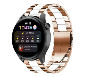 Strap-it Correa acero Huawei Watch 3 (Pro) (oro rosa/blanco) Strap-it Correa acero Huawei Watch 3 (Pro) (oro rosa/blanco)