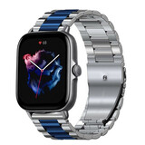 Strap-it Correa acero Amazfit GTS 3 (plata/azul) Strap-it Correa acero Amazfit GTS 3 (plata/azul)