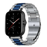 Strap-it Correa acero Amazfit GTS 2 (plata/azul) Strap-it Correa acero Amazfit GTS 2 (plata/azul)