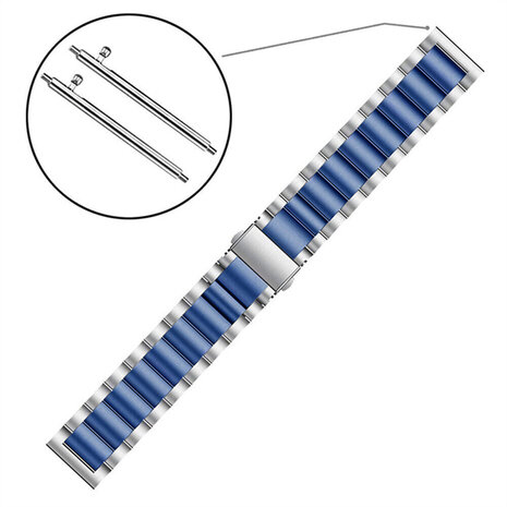 Strap-it Strap-it Correa acero Amazfit GTS 2 (plata/azul) Strap-it Strap-it Correa acero Amazfit GTS 2 (plata/azul)