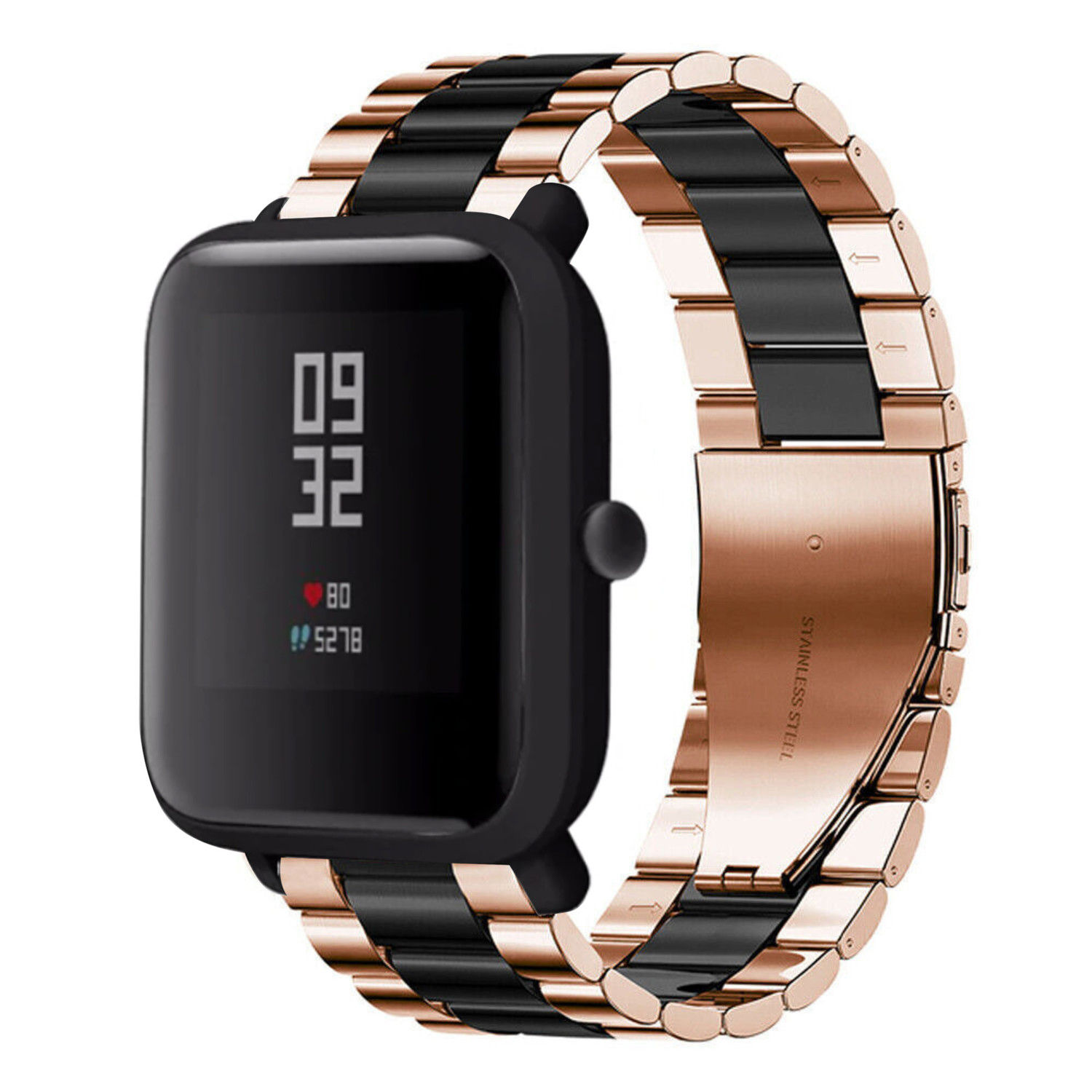Correa acero Xiaomi Amazfit Bip oro rosa negro Correasmartwatch.es