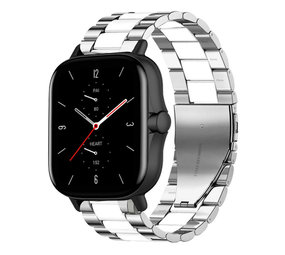 Strap-it Correa acero Amazfit GTS 2 (plata/blanco) Strap-it Correa acero Amazfit GTS 2 (plata/blanco)