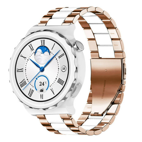 Strap-it Strap-it Correa acero Huawei Watch GT 3 Pro 43mm (oro rosa/blanco) Strap-it Strap-it Correa acero Huawei Watch GT 3 Pro 43mm (oro rosa/blanco)