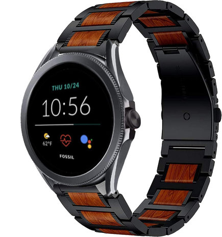 Strap-it Strap-it Correa madera/acero Fossil Gen 5e 44mm (negro) Strap-it Strap-it Correa madera/acero Fossil Gen 5e 44mm (negro)