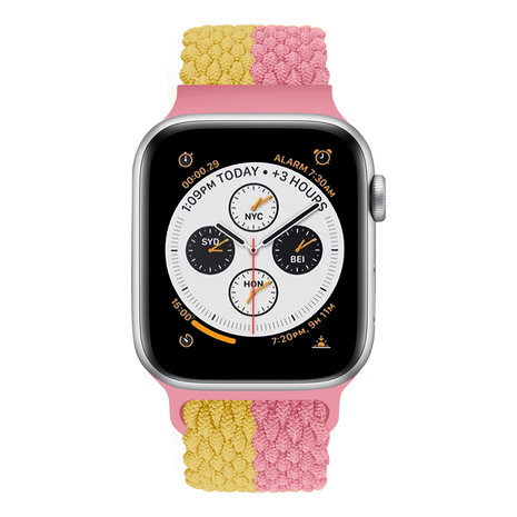 Strap-it Strap-it Correa ajustable nylon tejido Apple Watch (amarillo/rosa) Strap-it Strap-it Correa ajustable nylon tejido Apple Watch (amarillo/rosa)