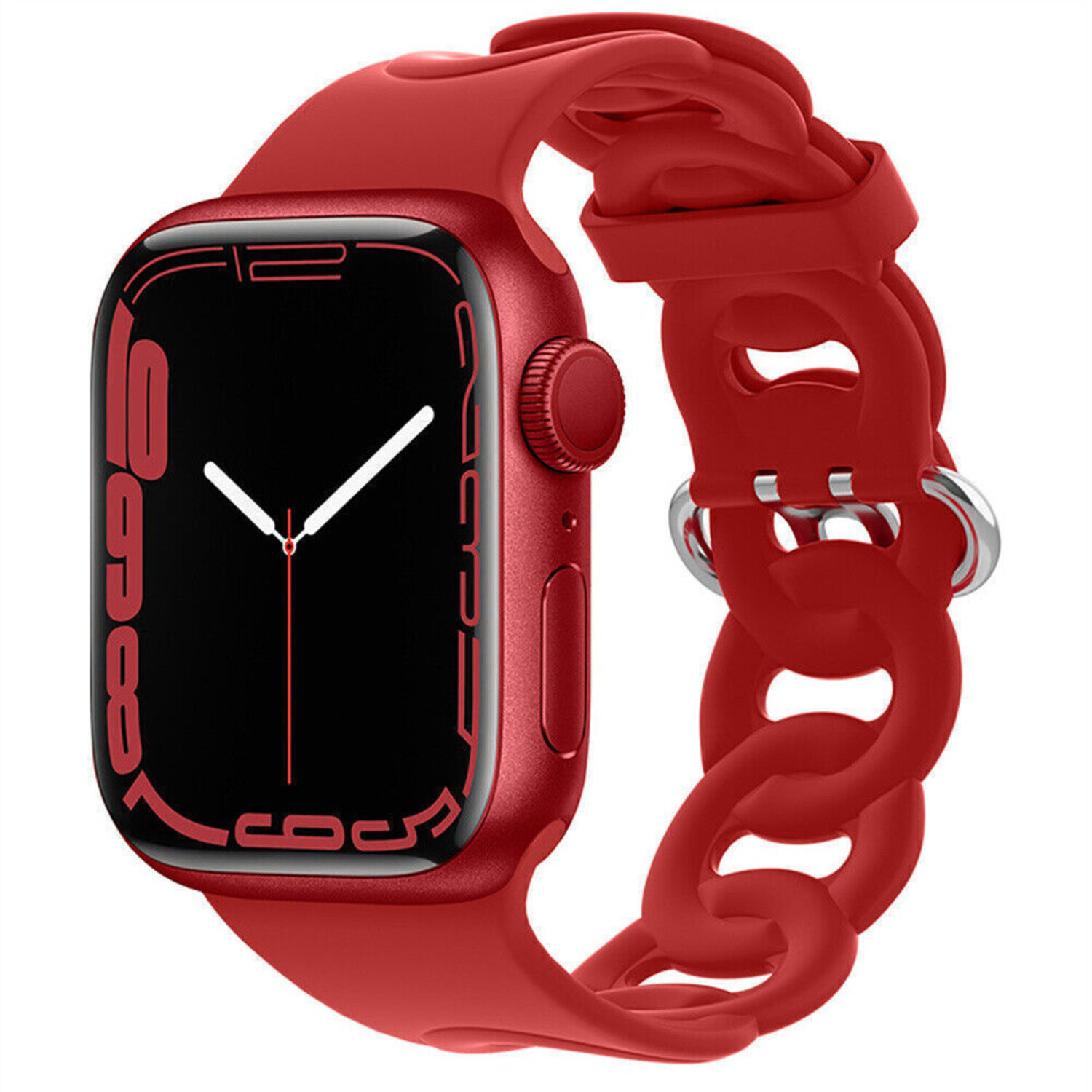 Strap it Strap it Correa silicona cadena Apple Watch roja
