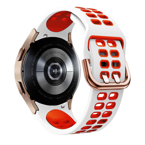 Strap-it Strap-it Correa casilla deportiva Samsung Galaxy Watch 4 Classic 42mm (blanco/roja) Strap-it Strap-it Correa casilla deportiva Samsung Galaxy Watch 4 Classic 42mm (blanco/roja)