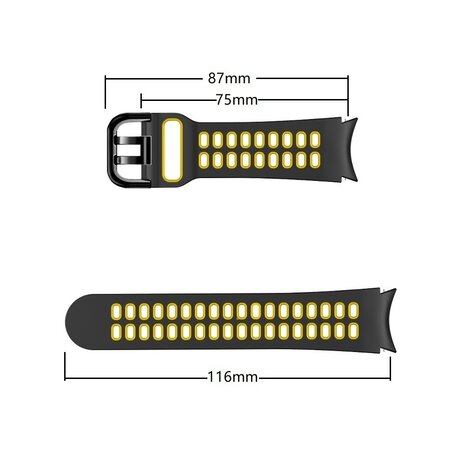 Strap-it Strap-it Correa casilla deportiva Samsung Galaxy Watch 4 Classic 42mm (negro/amarillo) Strap-it Strap-it Correa casilla deportiva Samsung Galaxy Watch 4 Classic 42mm (negro/amarillo)