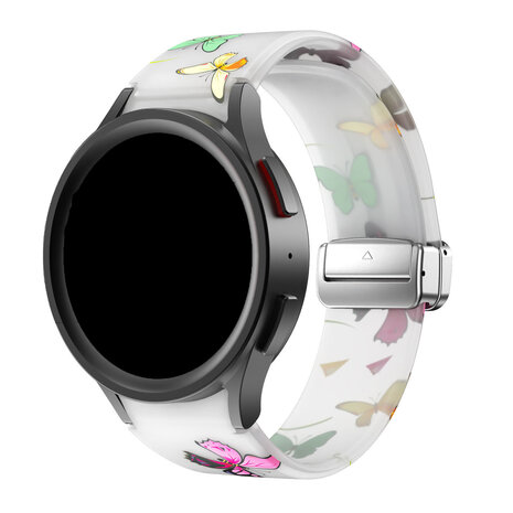 Strap-it Strap-it Correa brillan en la oscuridad D-Buckle Samsung Galaxy Watch 4 Classic 42mm mariposa Strap-it Strap-it Correa brillan en la oscuridad D-Buckle Samsung Galaxy Watch 4 Classic 42mm mariposa