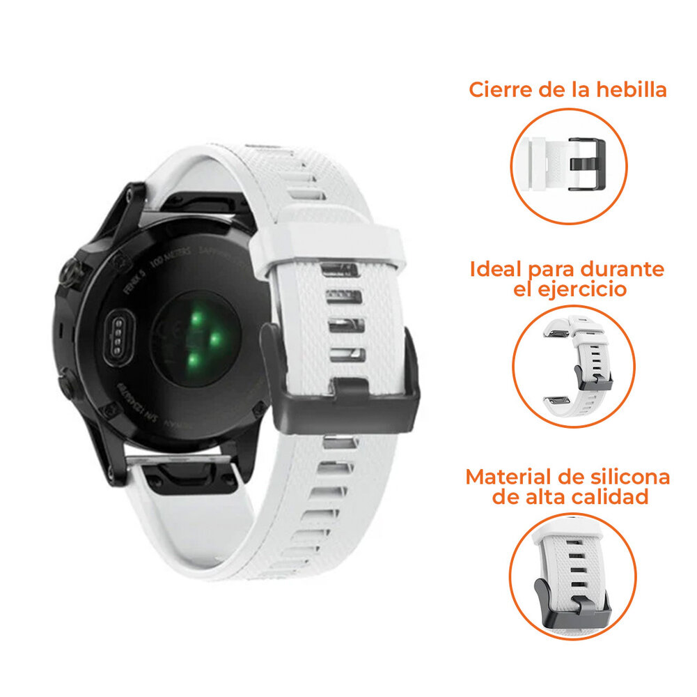 Strap-it Strap-it Correa silicona Garmin Fenix 5/6 (blanco)
