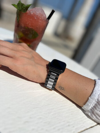 Strap-it Strap-it Correa acero Apple Watch (negro/plata) Strap-it Strap-it Correa acero Apple Watch (negro/plata)