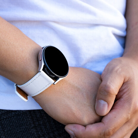 Correa cuero Garmin Vivoactive 3 blanco Correasmartwatch.es
