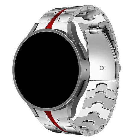 Strap-it Strap-it Correa acero sólida Samsung Galaxy Watch 4 Classic 46mm (plata/roja) Strap-it Strap-it Correa acero sólida Samsung Galaxy Watch 4 Classic 46mm (plata/roja)