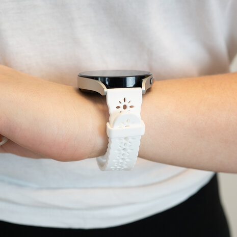 Bandz Bandz Correa silicona con estampado floral Amazfit Bip U (Pro) (blanco)