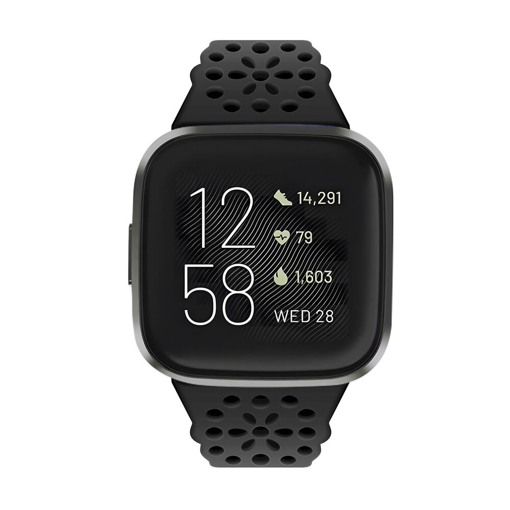 Strap-it Strap-it Correa silicona con estampado Fitbit Versa 3 (negro)